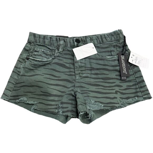 NWT Blank NYC Green & Black Animal print Denim shorts The Barrow sz 27 - Picture 5 of 8
